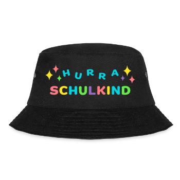 Hurra SCHULKIND Einschulung Klasse 1 - Bucket Hat - Schwarz - Vorne - Lela (165cm)