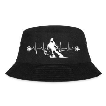 Skifahrer Silhouette Winter Minimalistisch - Bucket Hat - Schwarz - Vorne - Lela (165cm)