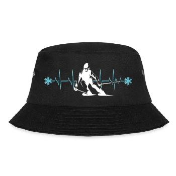 Skifahrer Silhouette Winter Minimalistisch - Bucket Hat - Schwarz - Vorne - Lela (165cm)