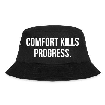 COMFORT KILLS PROGRESS. | Greyline Official - Bucket Hat - black - Front - Lela (165cm)