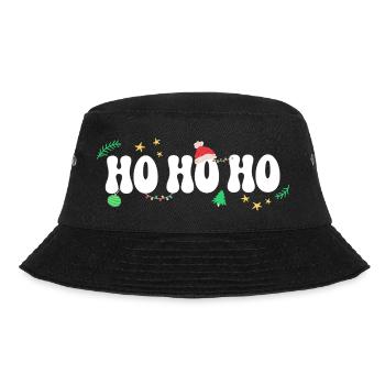 Ho Ho Ho - Weihnachten - Weihnachtsschmuck - Bucket Hat - Schwarz - Vorne - Lela (165cm)