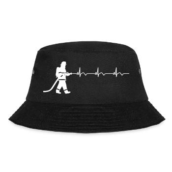 Firefighter Fire Brigade ECG Heartbeat - Bucket Hat - black - Front - Lela (165cm)