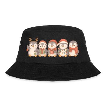 Pinguine für Kinder, Jungen und Mädchen, Weihnacht - Bucket Hat - Schwarz - Vorne - Lela (165cm)