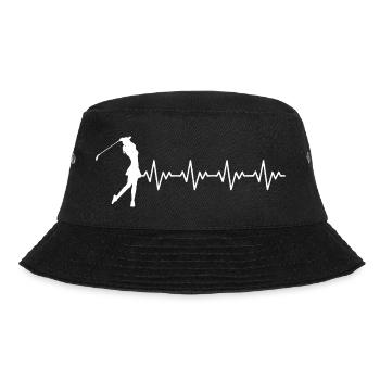 Golf Golfer Female Golf Stroke ECG Heartbeat - Bucket Hat - black - Front - Lela (165cm)