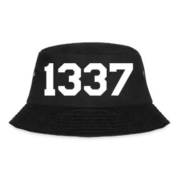 1337 – White Text Design - Bucket Hat - black - Front - Lela (165cm)