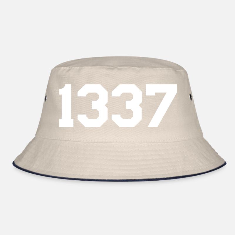 1337 – Weißes Textdesign Bucket Hat