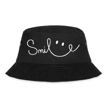 Smile Sourire Script Brush - Bucket Hat - black - Front - Lela (165cm)
