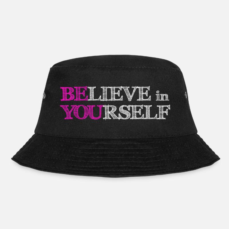 Glaube an dich selbst – Pink, kritzel weiß - Bucket Hat - Schwarz
