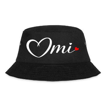 OmI Herzschrift mit rotem Akzent - Bucket Hat - Schwarz - Vorne - Lela (165cm)