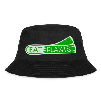 Eat Plants Funny Vegan Vegetarian Statement Logo - Bucket Hat - black - Front - Lela (165cm)