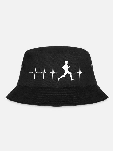 I love running (running heartbeat) - Bucket Hat - black