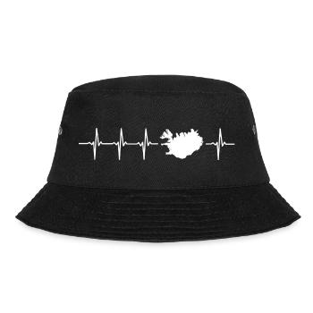 Ich liebe Island (Island Herzschlag) - Bucket Hat - Schwarz - Vorne - Lela (165cm)