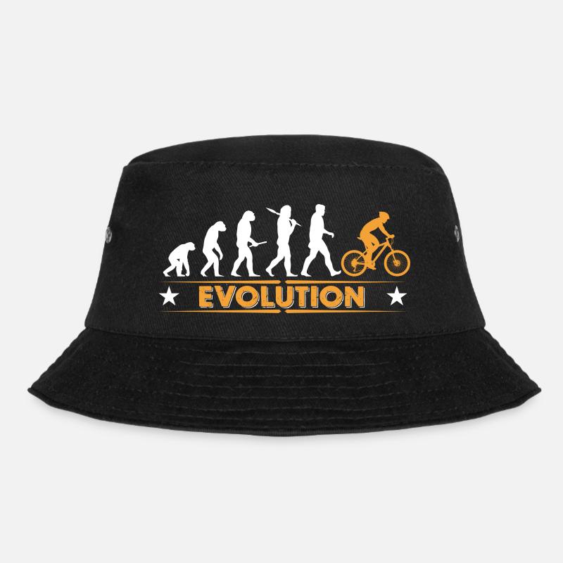 Mountainbike Evolution - orange/weiss - Bucket Hat - Schwarz