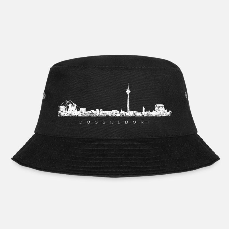 Die Skyline von Düsseldorf (Vintage/Weiß) - Bucket Hat - Schwarz