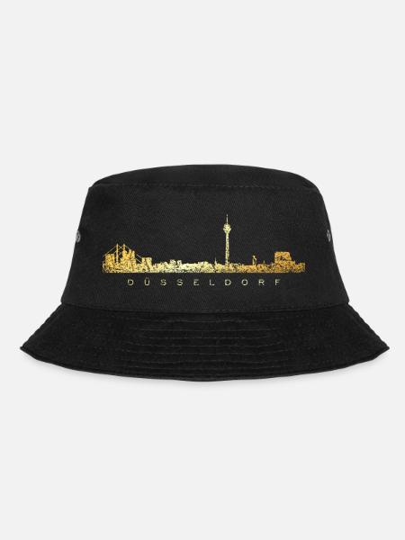Düsseldorfer Skyline Düsseldorf (Vintage Goldgelb) - Bucket Hat - Schwarz