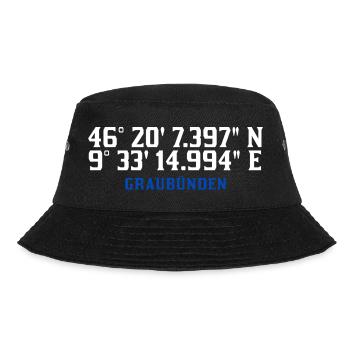 Graubünden Koordinaten Karte - Bucket Hat - Schwarz - Vorne - Lela (165cm)