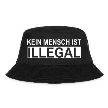 Kein Mensch ist Illegal - Bucket Hat - Schwarz - Vorne - Lela (165cm)
