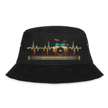 Evolution to drummer, I like notes and music - Bucket Hat - black - Front - Lela (165cm)