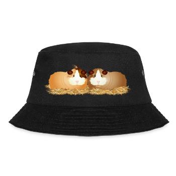 two cute guinea pigs together in straw - Bucket Hat - black - Front - Lela (165cm)