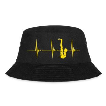 Saxophon Saxophonist Herzschlag EKG Puls Blasmusik - Bucket Hat - Schwarz - Vorne - Lela (165cm)