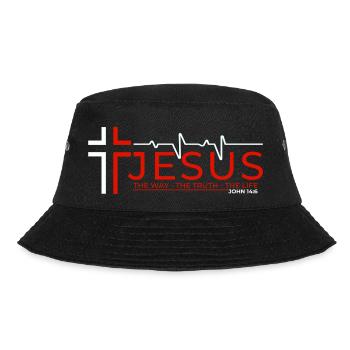 Jesus Christus Bibelvers Weg Wahrheit Leben Christ - Bucket Hat - Schwarz - Vorne - Lela (165cm)
