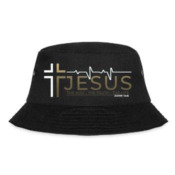 Jesus Christus Bibelvers Weg Wahrheit Leben Christ - Bucket Hat - Schwarz - Vorne - Lela (165cm)
