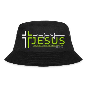 Jesus Christus Bibelvers Weg Wahrheit Leben Christ - Bucket Hat - Schwarz - Vorne - Lela (165cm)