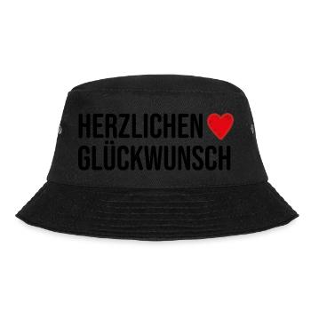 Glückwunsch Geburtstagsgruß Geschenkidee - Bucket Hat - Schwarz - Vorne - Lela (165cm)