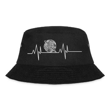 Häkelherzschlag - Bucket Hat - Schwarz - Vorne - Lela (165cm)