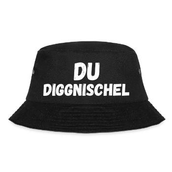 Du Dickkopf auf sächsisch - Bucket Hat - Schwarz - Vorne - Lela (165cm)