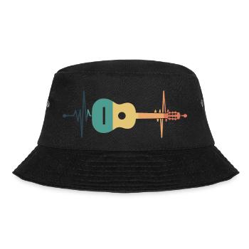 Gitarre Herzschlag - Bucket Hat - Schwarz - Vorne - Lela (165cm)