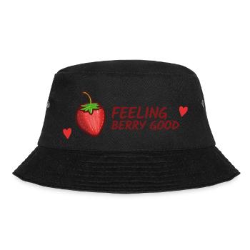 Strawberries, Feeling good funny phrase - Bucket Hat - black - Front - Lela (165cm)