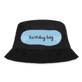 Birthday Boy Schriftzug mit Herzen - Bucket Hat - Schwarz - Vorne - Lela (165cm)
