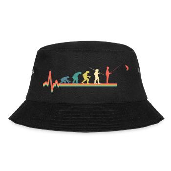 Angeln Angler Evolution Retro Fischer - Bucket Hat - Schwarz - Vorne - Lela (165cm)