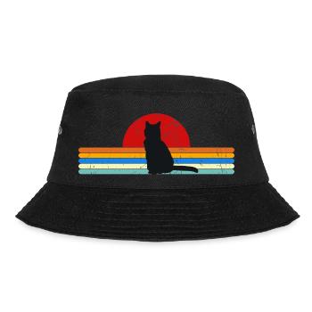 Cat Vintage retro sunset - Bucket Hat - black - Front - Lela (165cm)