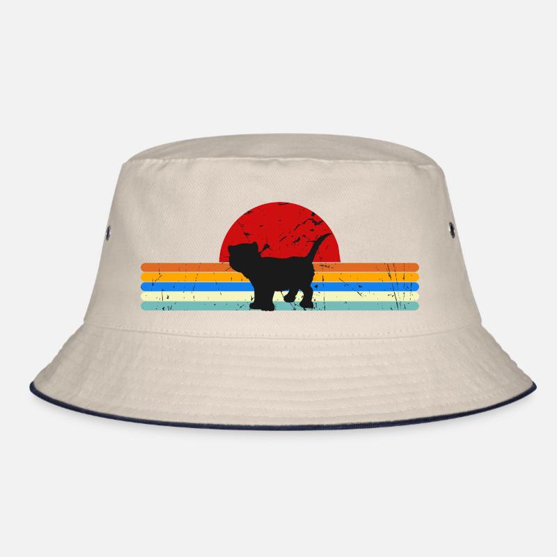 Cat Vintage retro sunset Bucket Hat