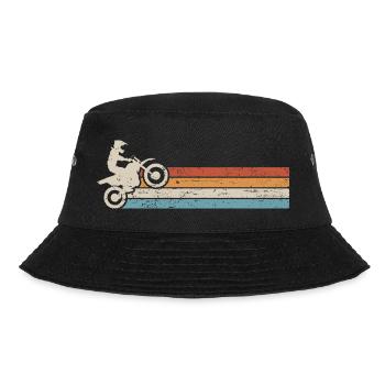 Motocross Dirt Bike Rider Retro Supercross Biker - Bucket Hat - black - Front - Lela (165cm)
