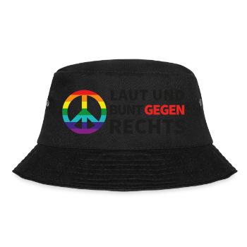 Laut und bunt gegen rechts - Bucket Hat - Schwarz - Vorne - Lela (165cm)