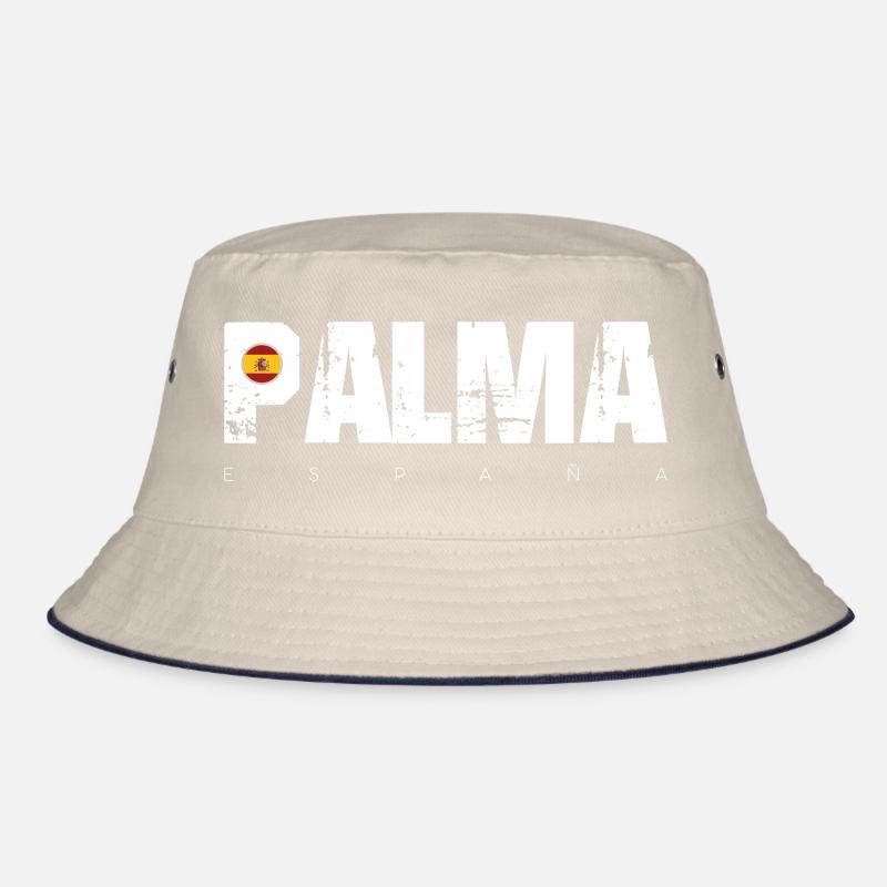 Palma Distressed Text mit Spanien-Flagge Bucket Hat
