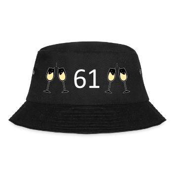 61st Birthday 61 Years Jubilee 61 Number 61 white - Bucket Hat - black - Front - Lela (165cm)