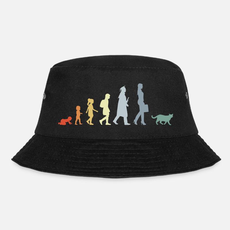 Evolution eines Katzenliebhabers - Bucket Hat - Schwarz