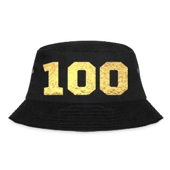 Number 100 Gold Glitter - 100th Anniversary - Bucket Hat - black - Front - Lela (165cm)