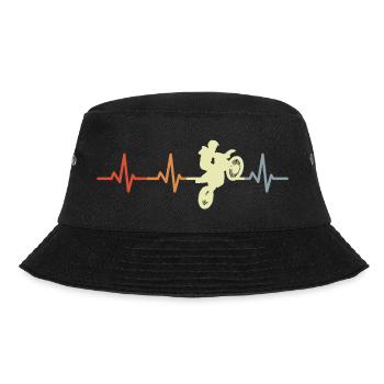 Motocross Fahrer Herzfrequenz Vintage - Bucket Hat - Schwarz - Vorne - Lela (165cm)