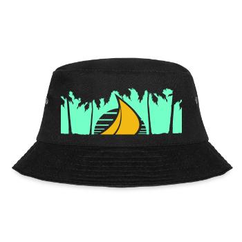 Ship Sun Palm Trees South Seas Evening Sunset - Bucket Hat - black - Front - Lela (165cm)