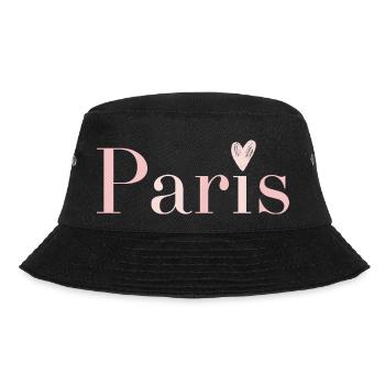 Paris in Pink mit Herz auf dem I - Bucket Hat - Schwarz - Vorne - Lela (165cm)