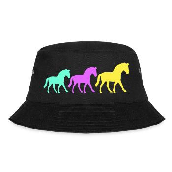 3 Pferde Silhouette Team Reiter reiten Freunde süß - Bucket Hat - Schwarz - Vorne - Lela (165cm)