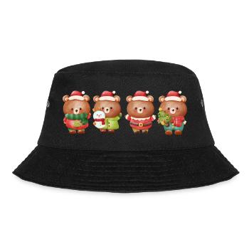 Festive Christmas Bear Quartet - Bucket Hat - black - Front - Lela (165cm)
