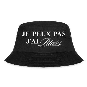 Ich kann nicht, ich habe Pilates-Humor, lustiges Zitat. - Bucket Hat - Schwarz - Vorne - Lela (165cm)