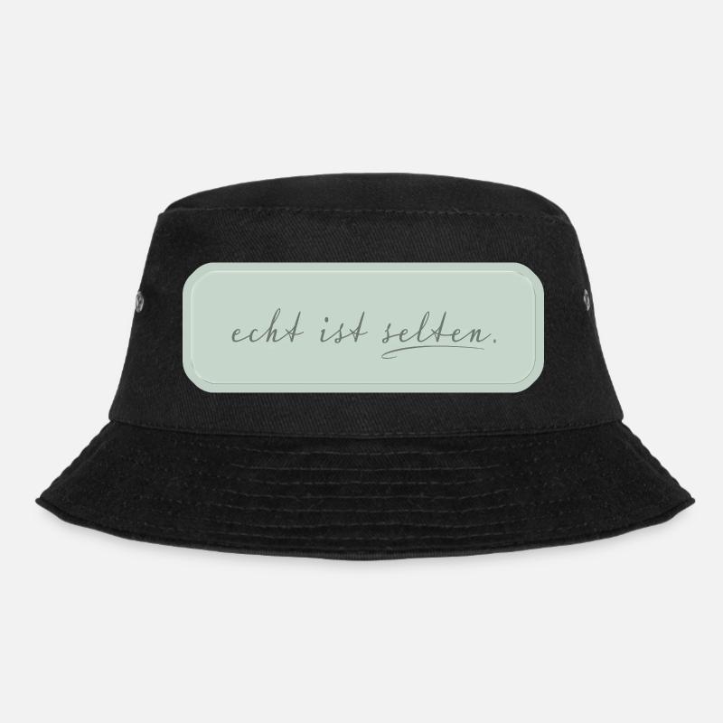 echt ist selten – minimalistische Typografie - Bucket Hat - Schwarz
