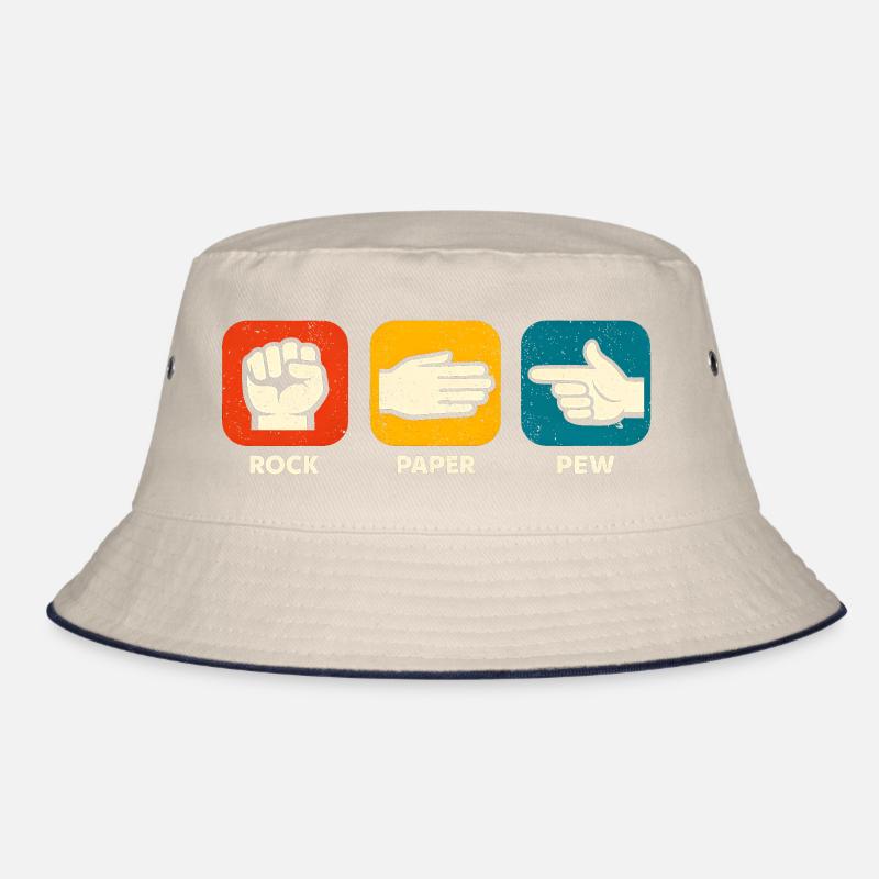 Stone Paper Pew Funny Weapon 2nd Constitutional Attachment Bucket Hat
